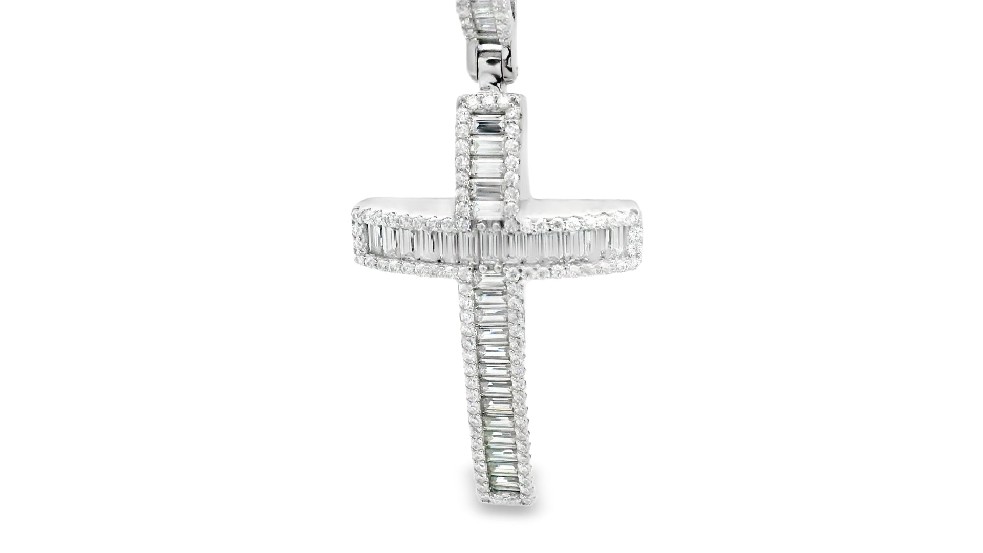 Silver labstone baguette cross pendant