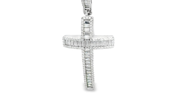 Silver labstone baguette cross pendant