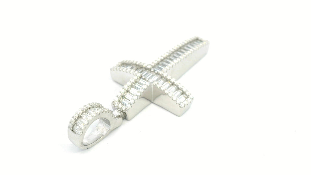 Silver labstone baguette cross pendant