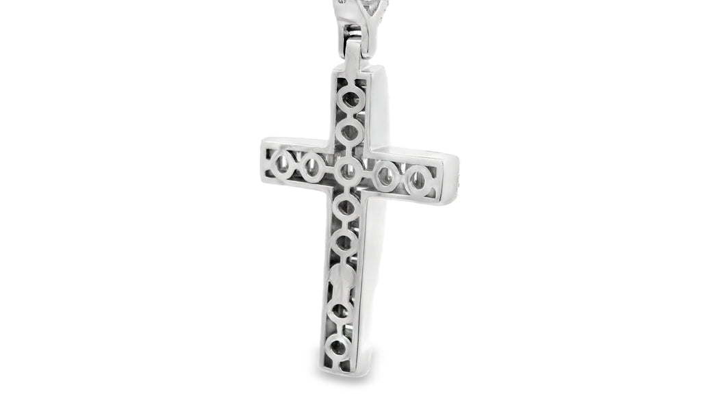 Silver labstone baguette cross pendant