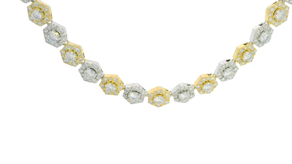 2 tone silver and gold cluster necklace