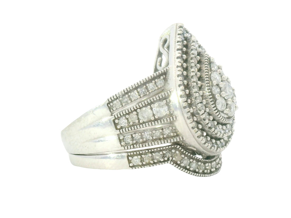 10k white gold natural vs1 stones teardrop ring