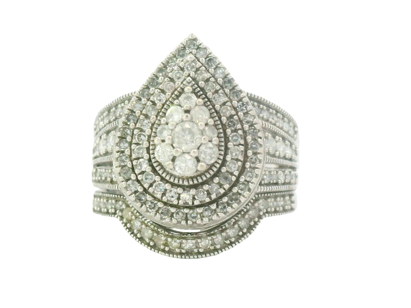 10k white gold natural vs1 stones teardrop ring