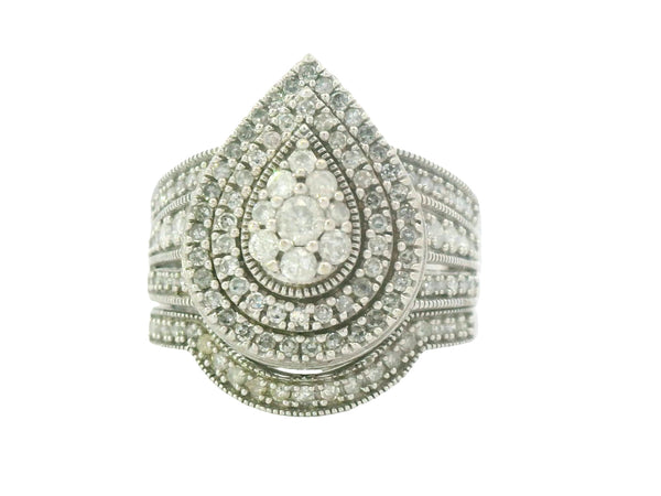 10k white gold natural vs1 stones teardrop ring