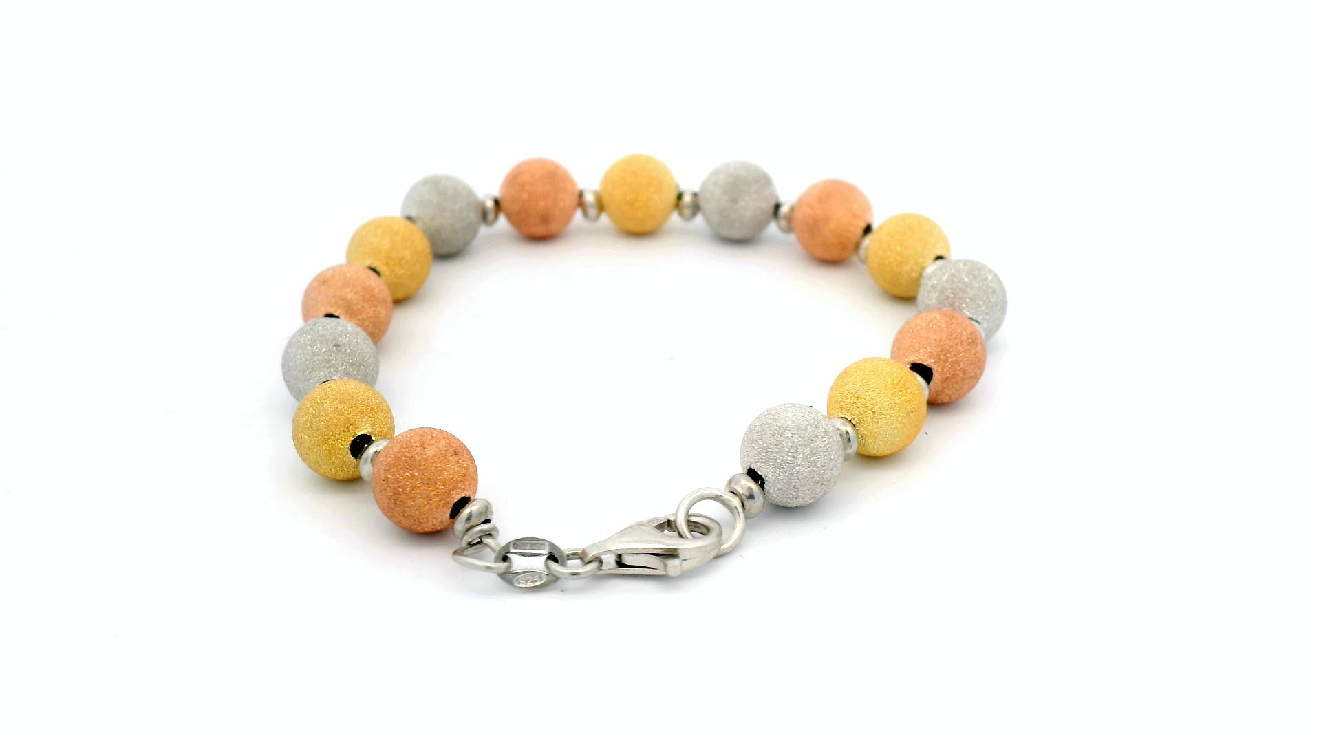 Multi-colored ball an chain bracelet with crushed diamonds