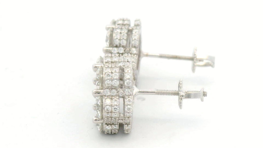 Double brim silver labstone flower cluster set.