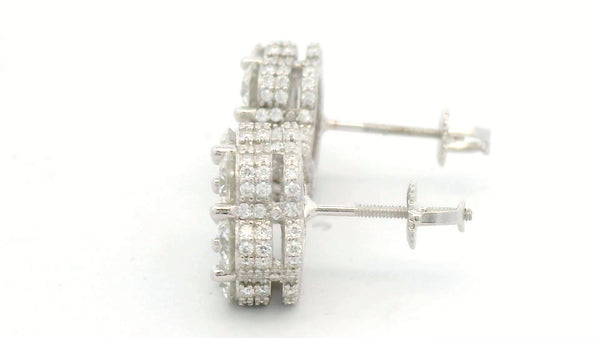 Double brim silver labstone flower cluster set.