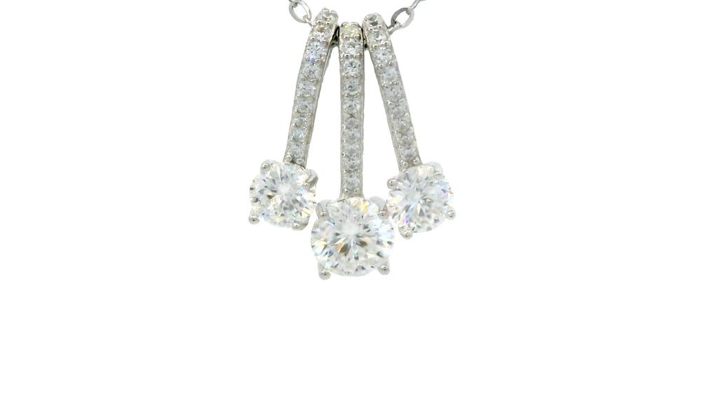 Three round loop silver lab stone necklace