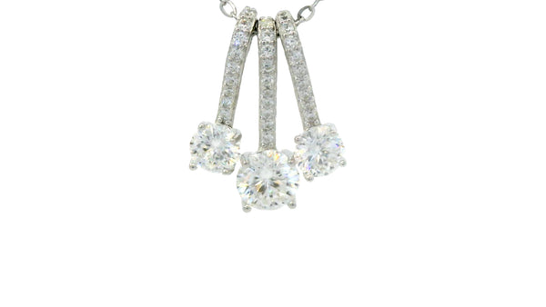 Three round loop silver lab stone necklace