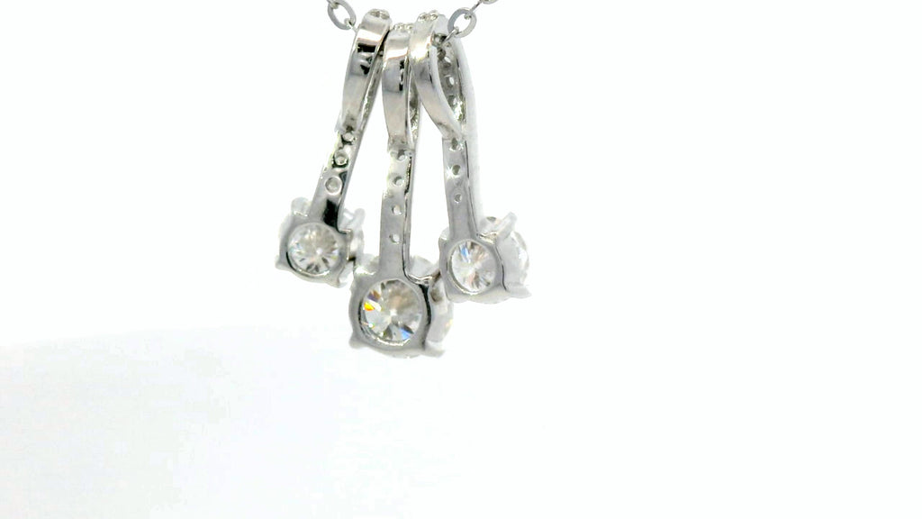 Three round loop silver lab stone necklace