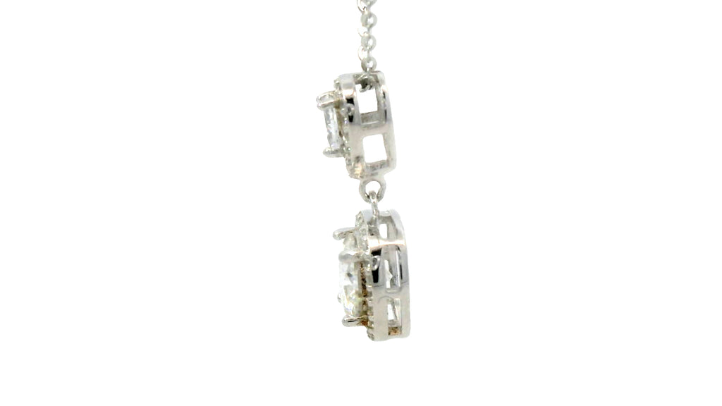 Round drop cluster necklace silver lab stones