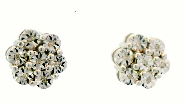 Silver flower cluster natural earrings
