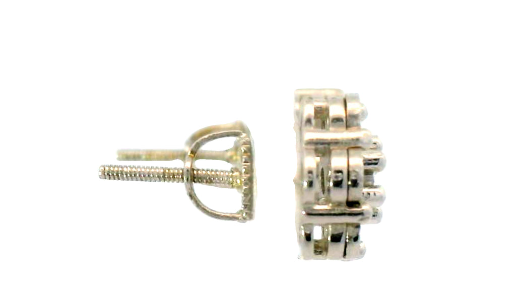 Silver flower set,  Natural diamond cluster earring.