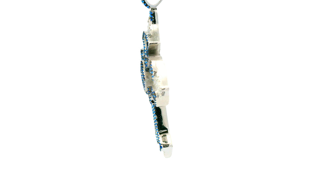 Blue and white labstone diamonds silver cross