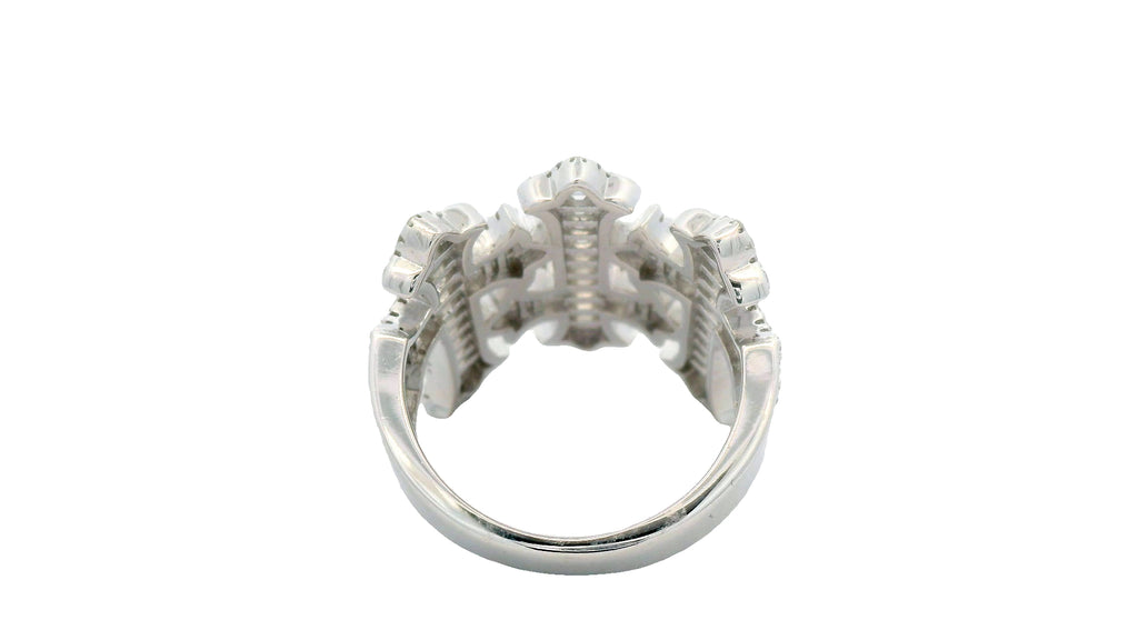 Men’s silver lab-stone 3 Cross ring