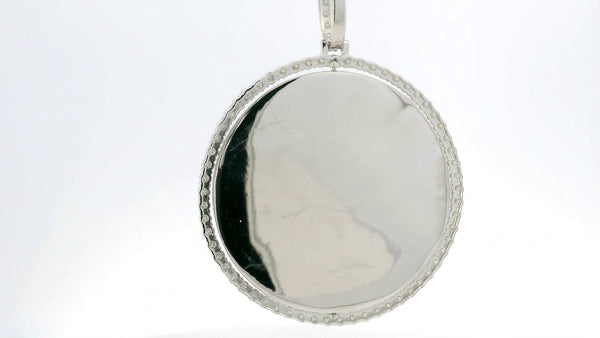 Large silver labstone rotating photo pendant