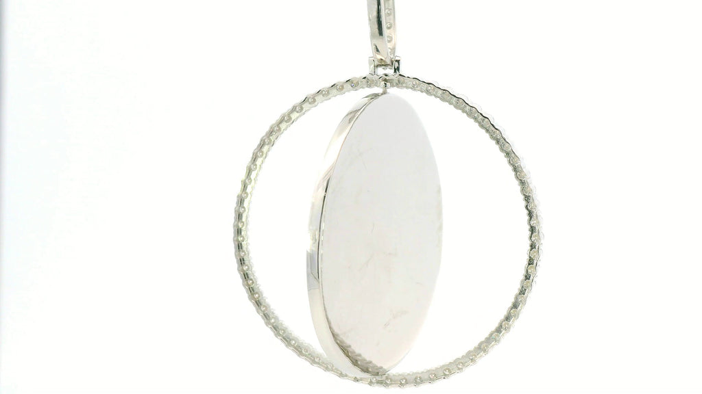 Large silver labstone rotating photo pendant