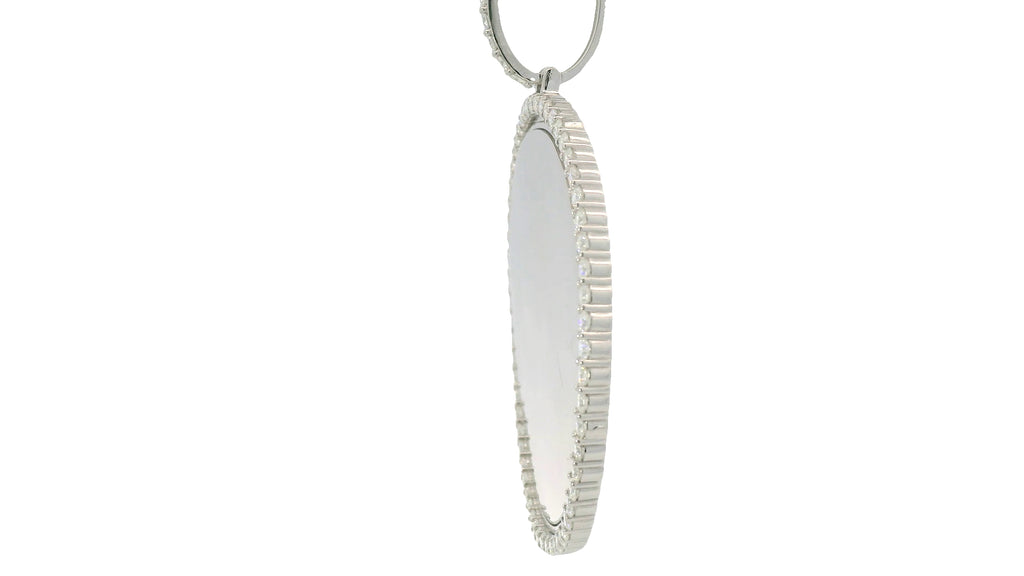Large silver labstone rotating photo pendant