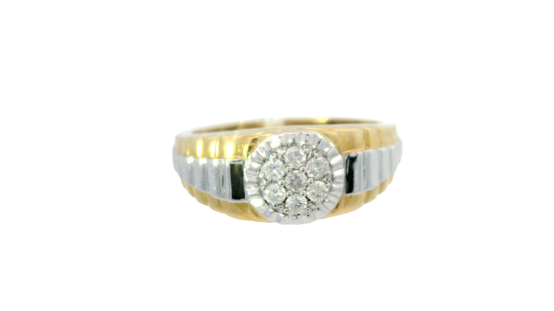 2 tone gold and silver ring with natural stones