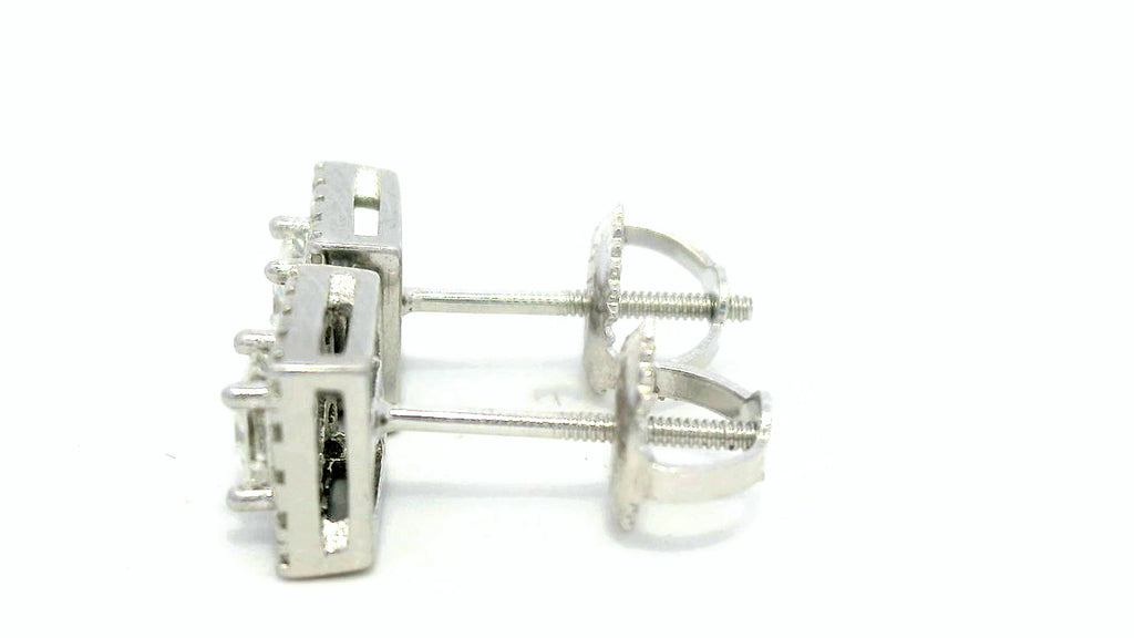 Square silver diamond earrings