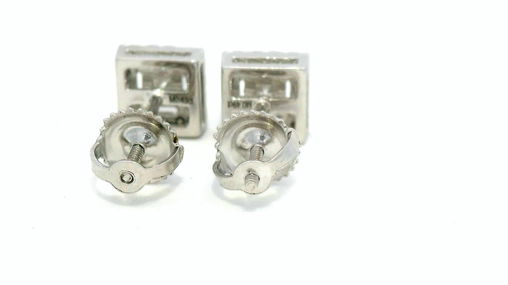 Square silver diamond earrings