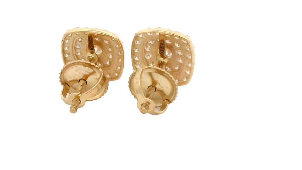 Double brim 9k gold lab stone square earring