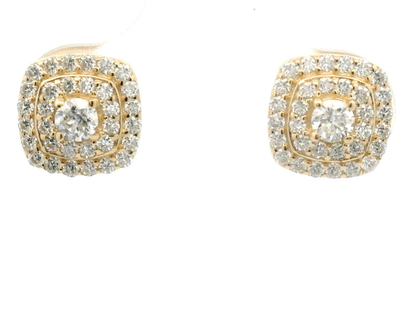 Sliver and gold double brim square earrings with lab stones