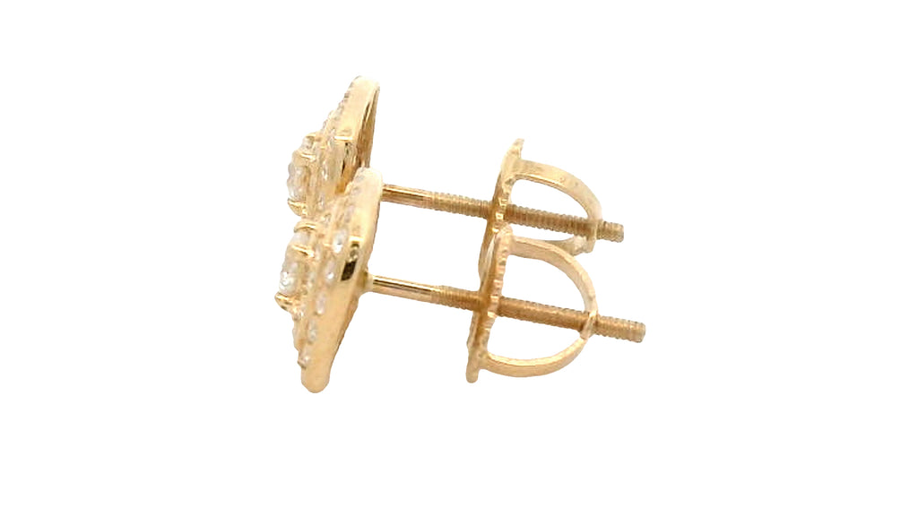 Double brim 9k gold lab stone square earring