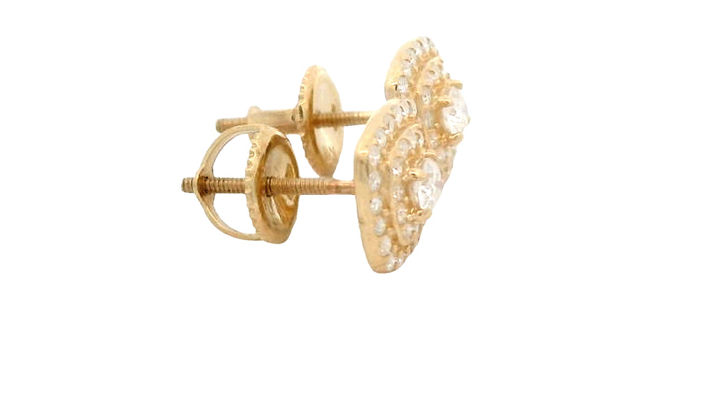 Sliver and gold double brim square earrings with lab stones