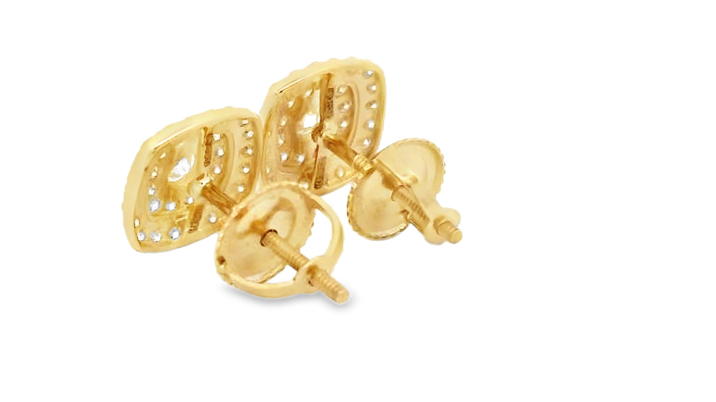 Sliver and gold double brim square earrings with lab stones