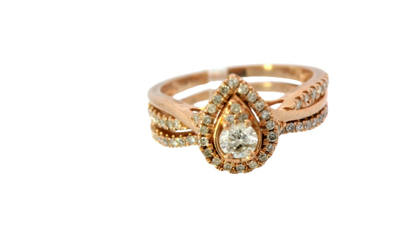10k rose gold 2 band wedding ring with natural vs stones..