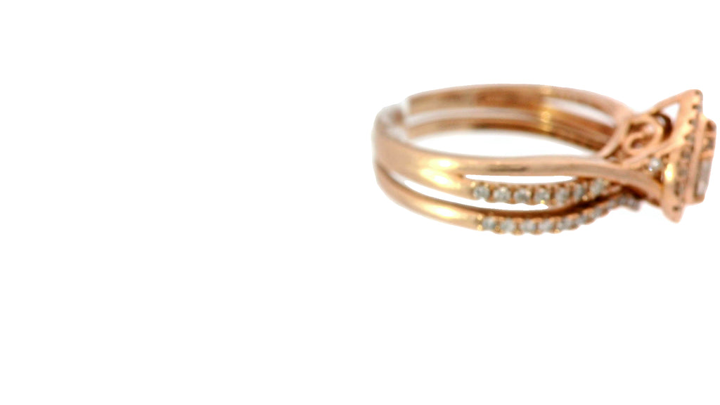 10k rose gold 2 band wedding ring with natural vs stones..