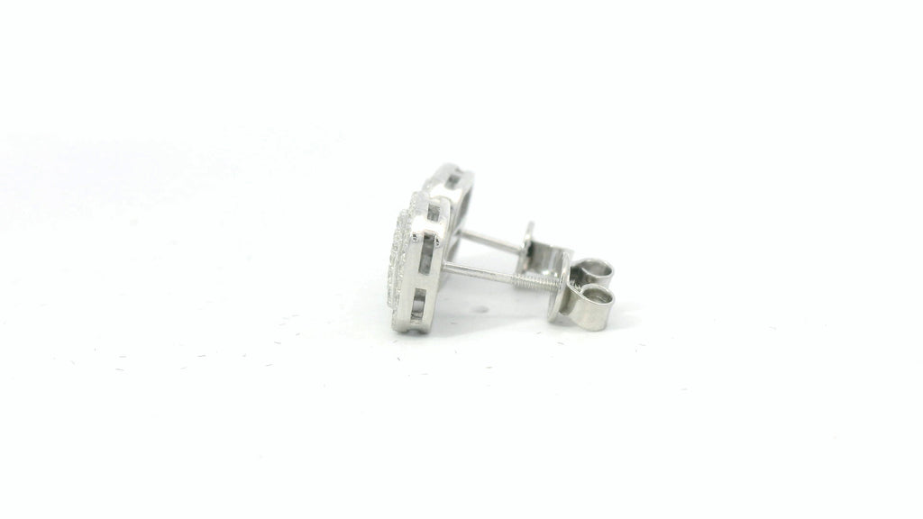 Silver square cross earrings.