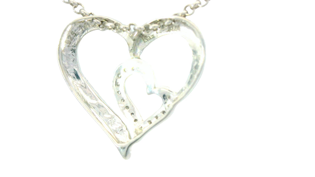 chain added -Two tone natural VS diamond custom  heart pendant.