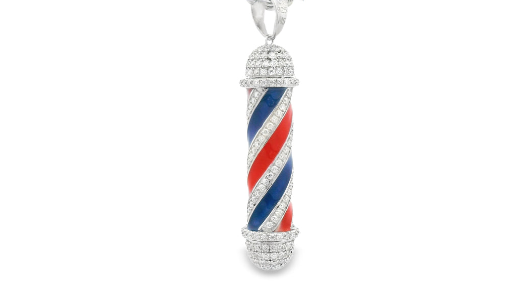 Medium size silver barber pole pendant