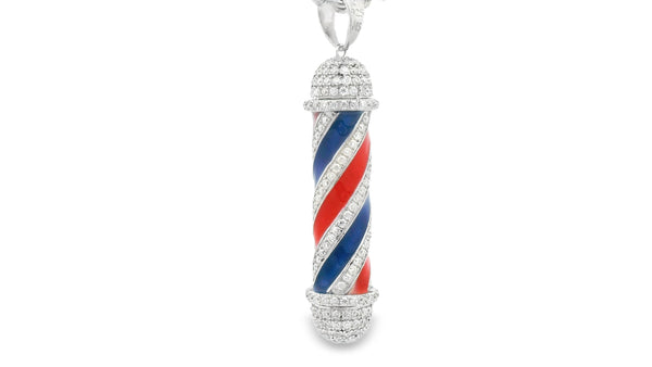 Medium size silver barber pole pendant