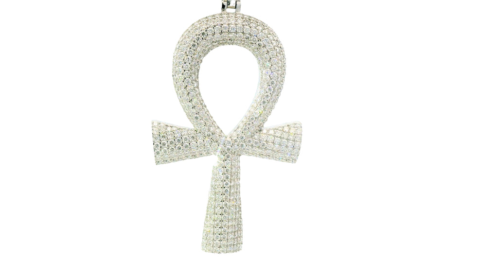 big-Silver lab-stone Ankh pendant
