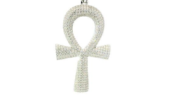 big-Silver lab-stone Ankh pendant