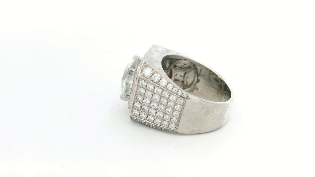 Round Center stone square ring silver with lab stones