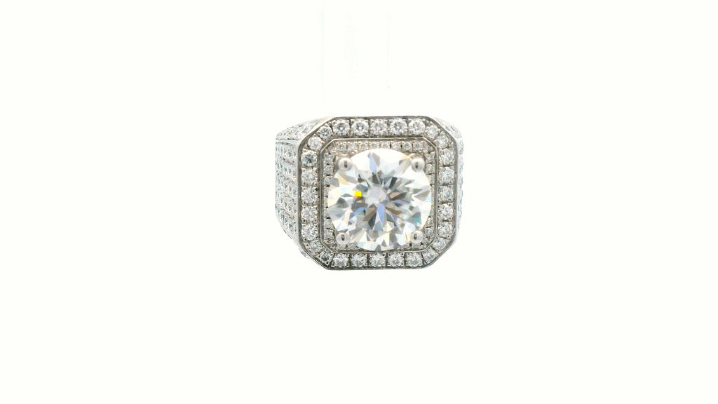 Round Center stone square ring silver with lab stones