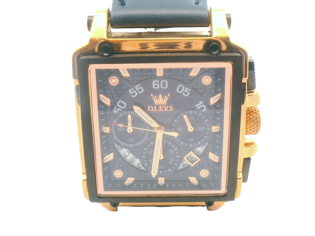 Rose gold and blue strap OLEVS watch