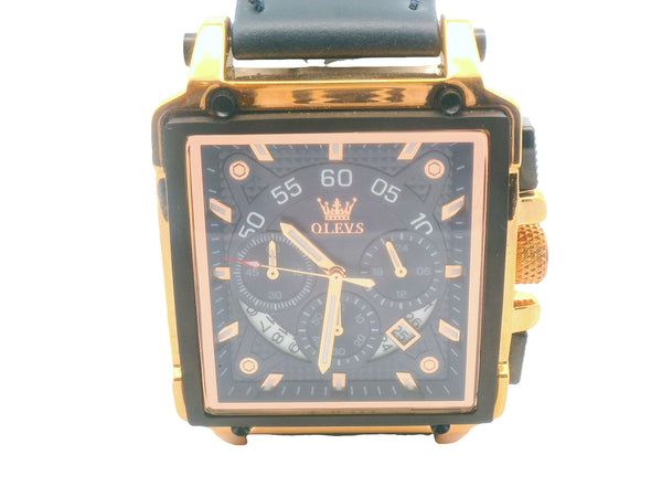 Rose gold and blue strap OLEVS watch