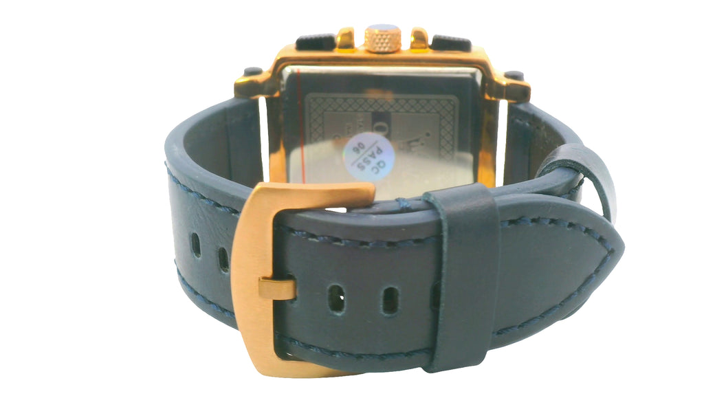 Rose gold and blue strap OLEVS watch