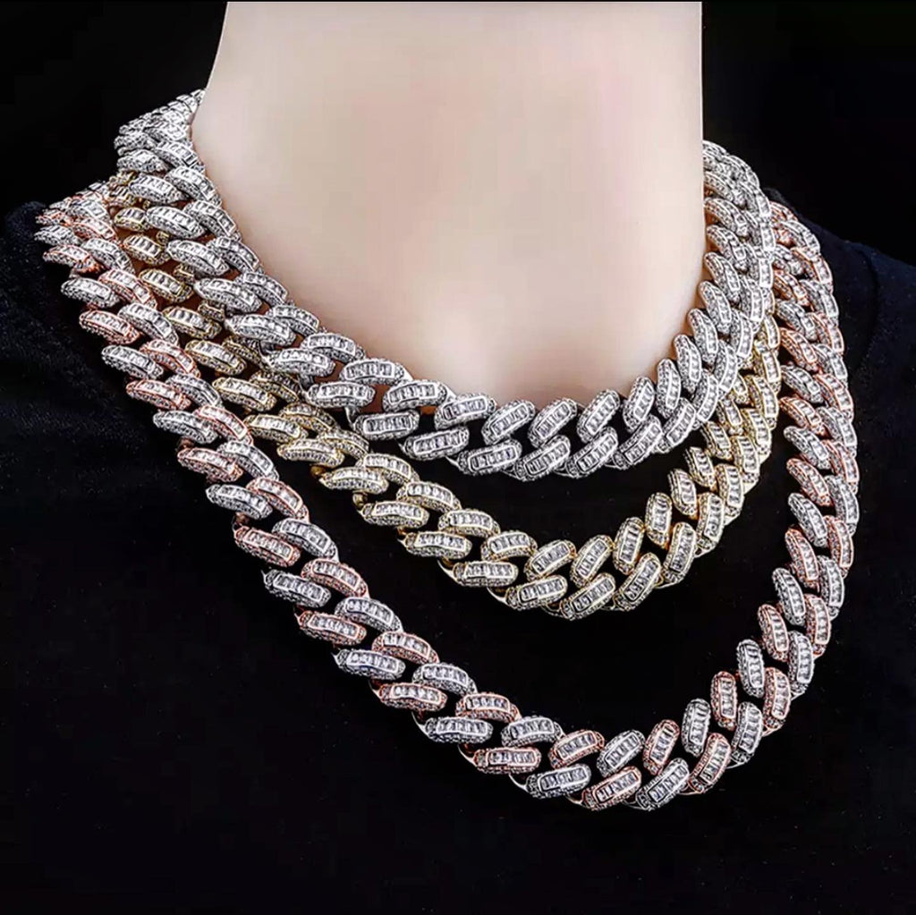 Baguette Round Style Cuban Link Chain