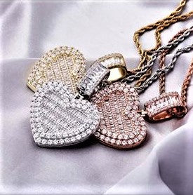 Iced Out Custom Baguette Heart Photo Locket Pendant