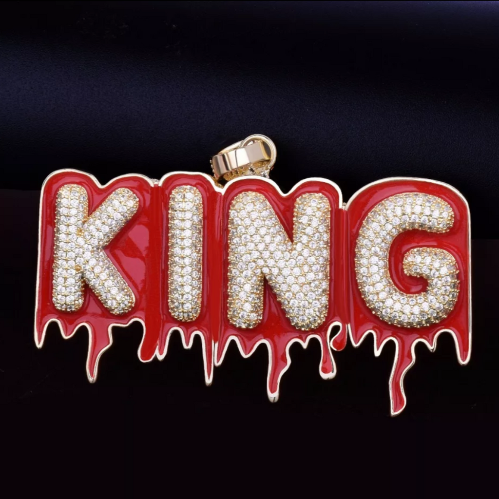 Tinted Red Drip Custom Name Pendant