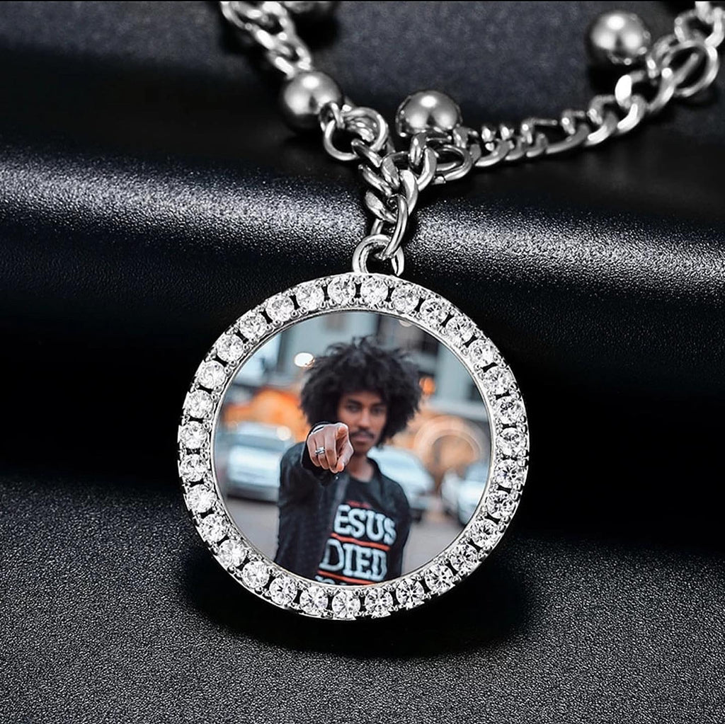 Custom Circle Photo Pendant Bracelet