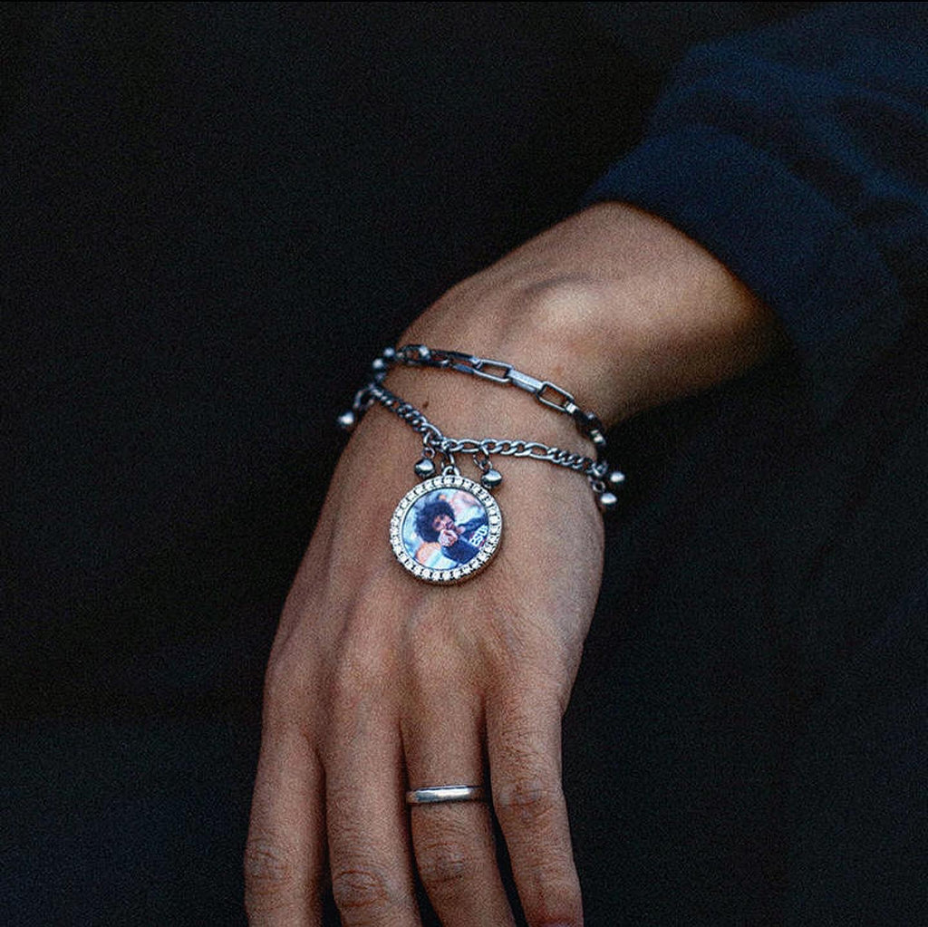 Custom Circle Photo Pendant Bracelet