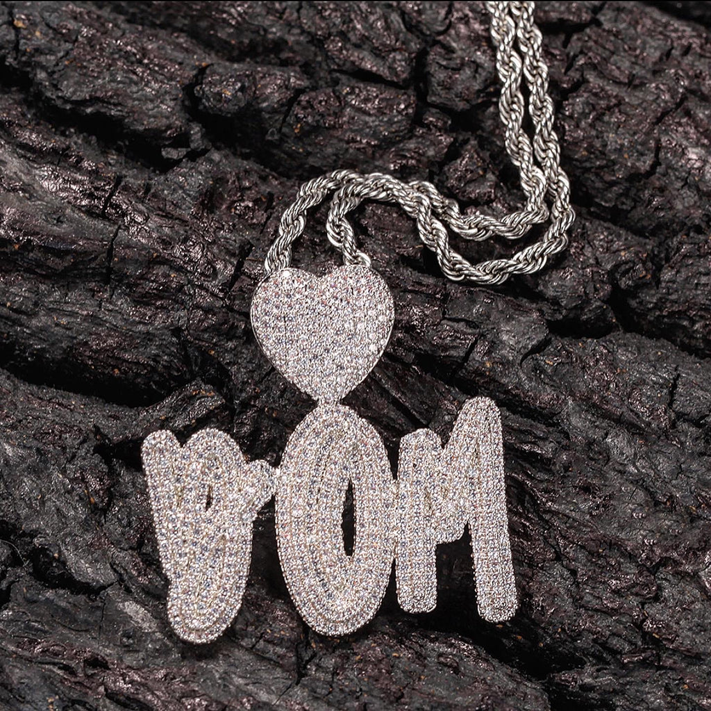 Custom Name Pendant w/ Heart Brass