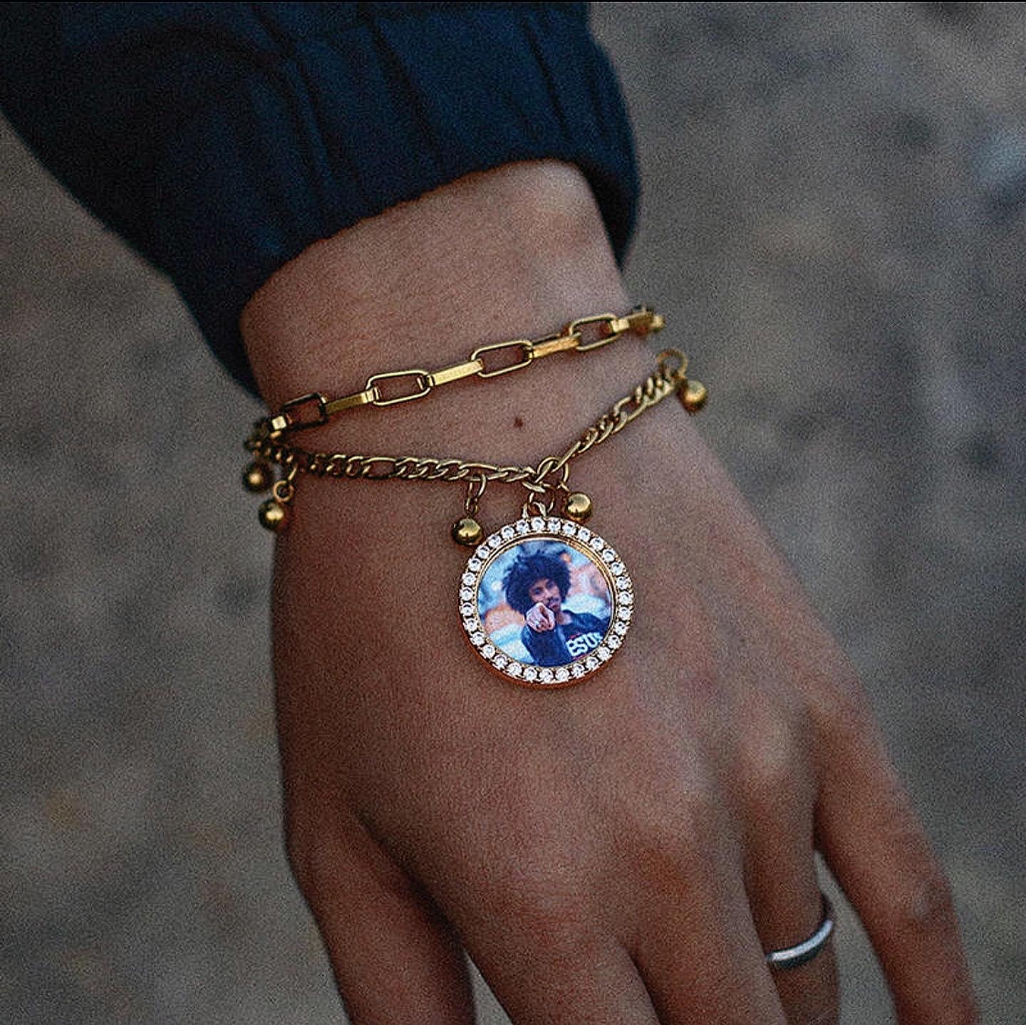 Custom Circle Photo Pendant Bracelet